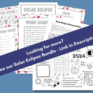 Solar Eclipse Trivia Game Instant Download, Space trivia for older kids, teens, adults and seniors image 7