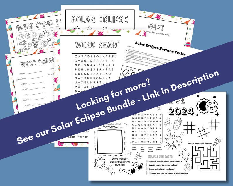 Solar Eclipse Trivia Game Instant Download, Space trivia for older kids, teens, adults and seniors image 7