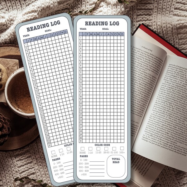 Bookmark Reading Tracker, Bookmark Yearly Reading Log, Instant Download