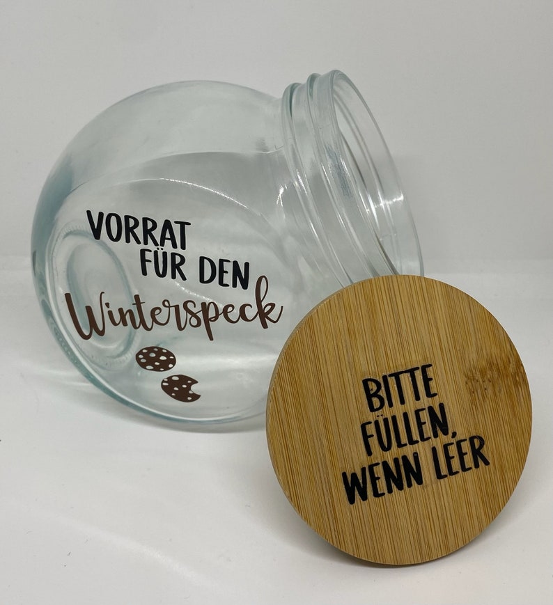 Personalisiertes Vorratsglas Bonbon mit stilvollem Holzdeckel Bild 4
