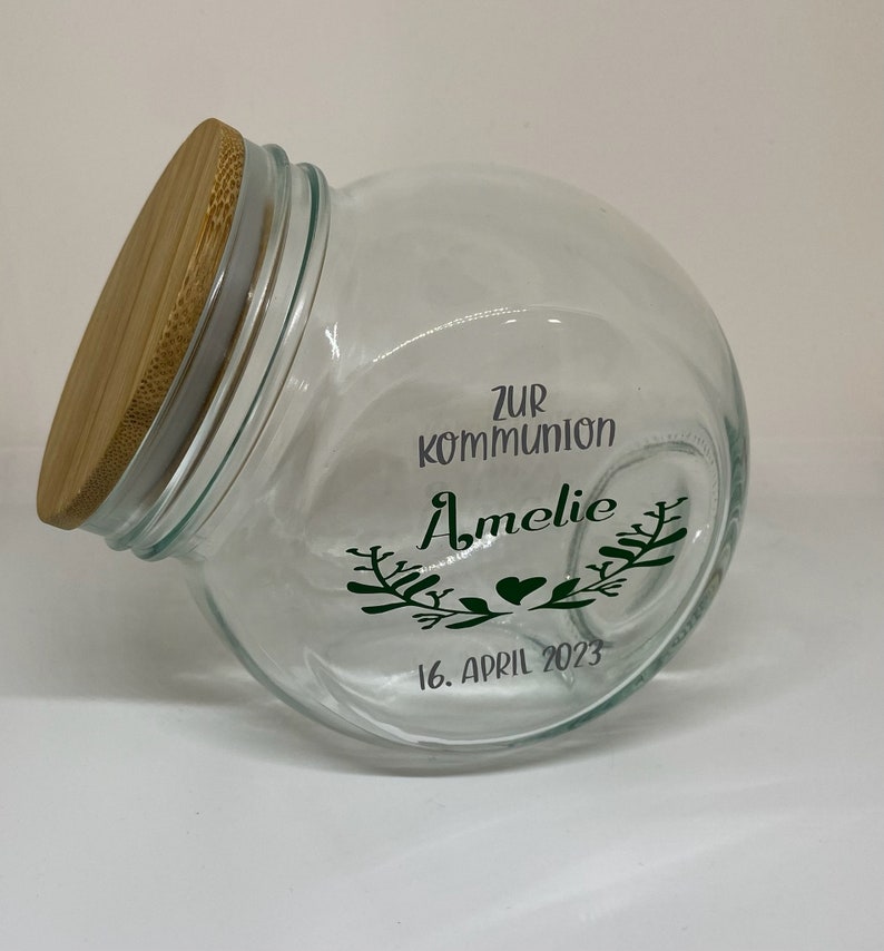 Personalisiertes Vorratsglas Bonbon mit stilvollem Holzdeckel Bild 3