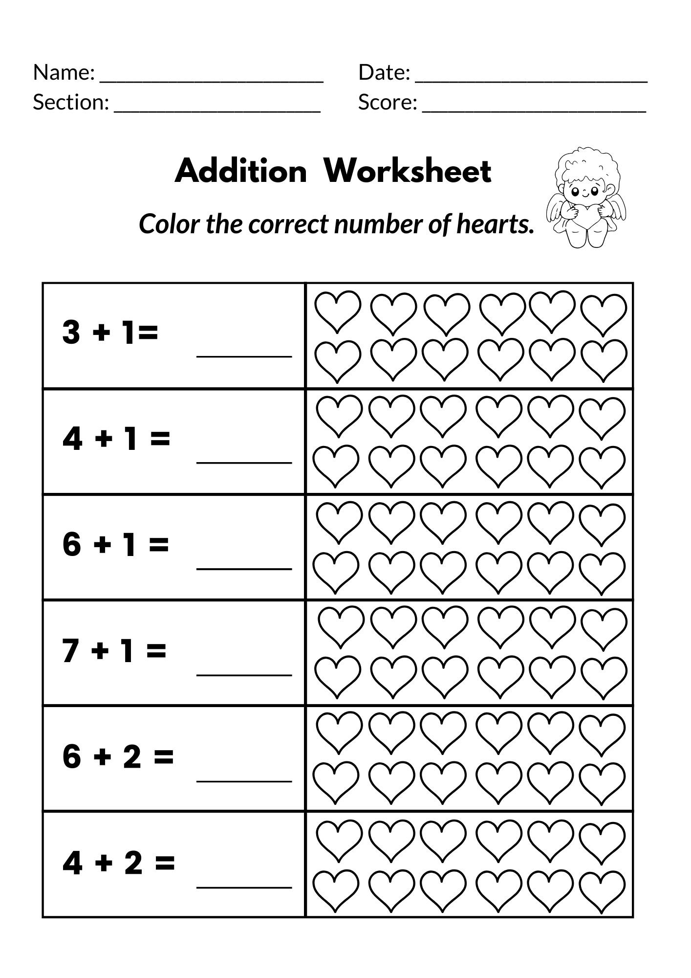 20 Printable Kindergarten Addition Worksheets, Picture Addition and ...