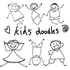 Doodle Boy and Girl Clipart,Stick Figure Clipart,friend clipart,outline Doodle, PNG Download,Kids doodles hand drawn Clip Art