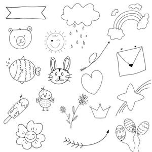 25 Hand Drawn clipart, Doodle,Flower leaf animal bundle,flower nature ,Hand Drawn Doodles / Cute Drawings for Crafting / Digital Download