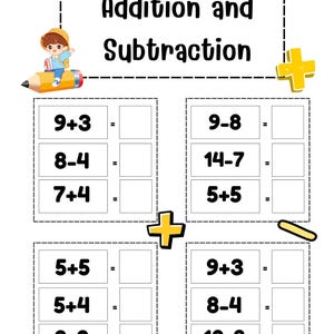Addition and Subtraction Facts Worksheets Printable for Kids ...