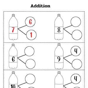 Printable Number Bonds Math Worksheets, Numbers 1 to 20, Kindergarten, First Grade, Homeschool