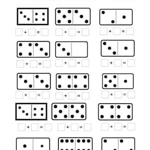 20 feuilles d&#39;exercices imprimables sur les additions Domino | Mathématiques 1re année et maternelle | Nombre Phrases Activité