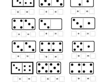 20 Printable Domino Addition Worksheets | 1st Grade & Kindergarten Math | Number Sentences Activity