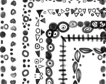 Hand Drawn Doodle Border Clipart, Planner Frames (PNG, PDF)