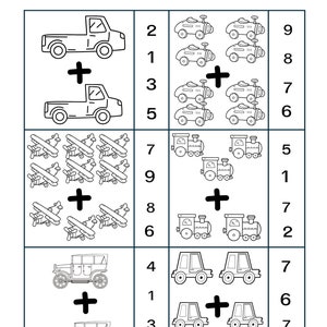 20 Picture Addition & Subtraction Worksheets: Preschool Homeschool (Printable)