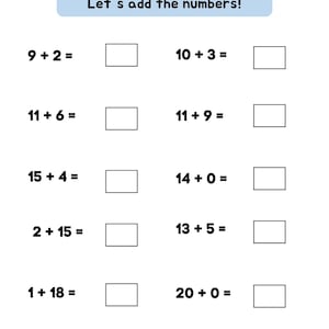 24 Printable Addition Worksheets, Math Worksheets, Single Digit Addition Printable, Adding Numbers, Find Sum, Mathematics, Kindergarten