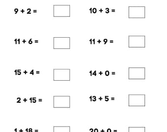 24 ensiffriga additionsblad: Matematik för dagis (utskrivbara)