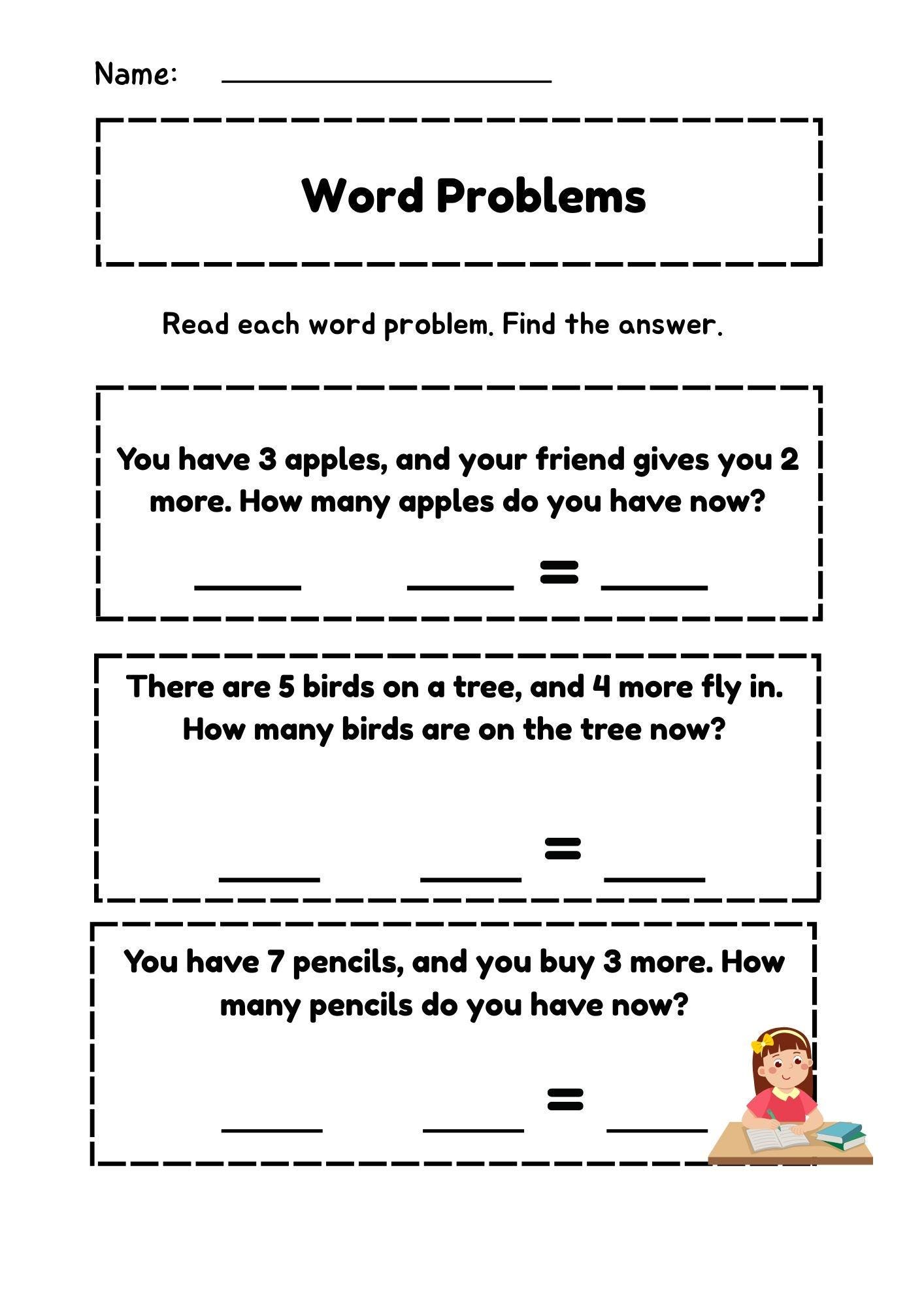 1st-2nd Grade Math Word Problems: Addition & Subtraction (PDF Printable ...