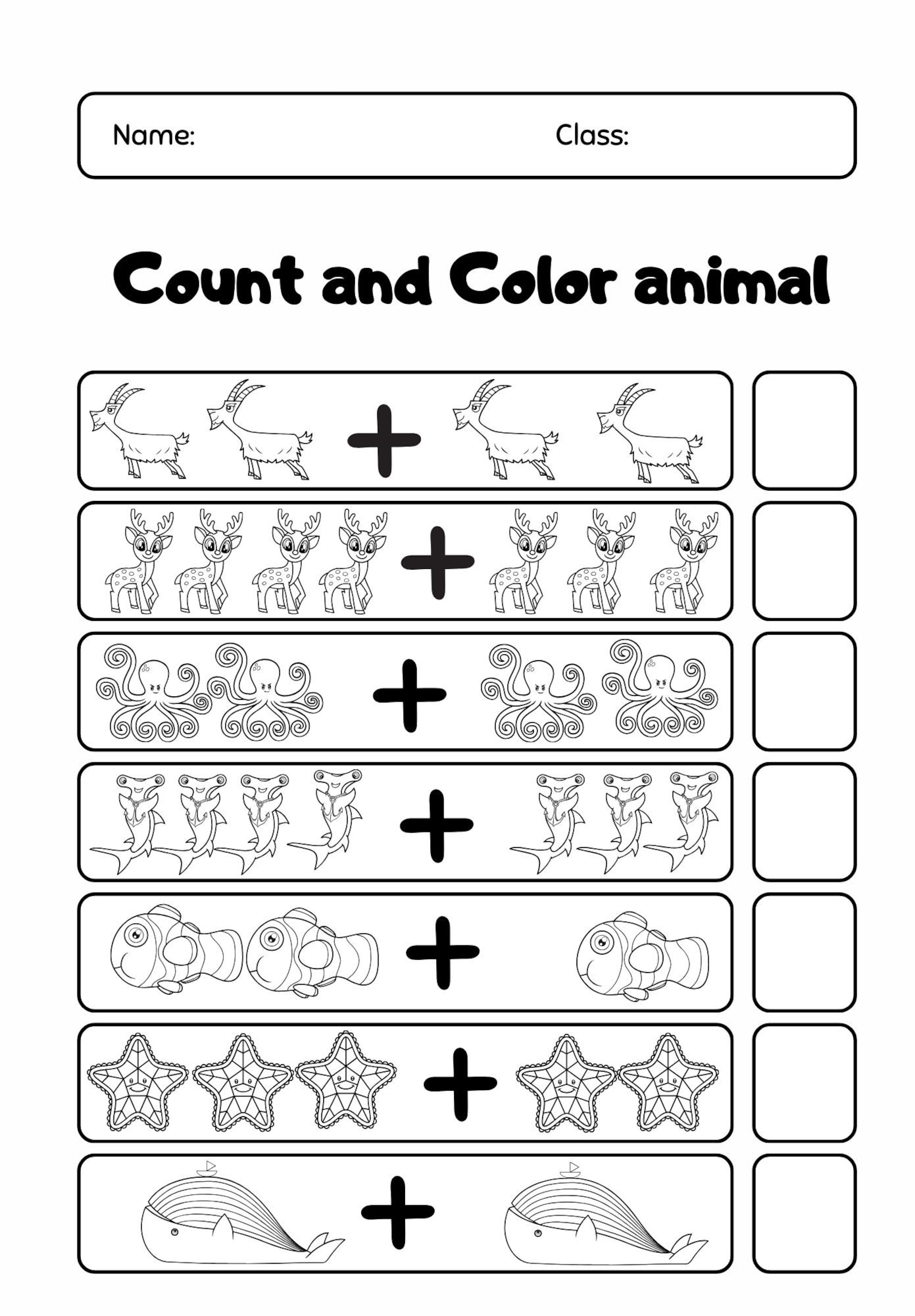 Animal Addition Worksheets: Single Digit Math, Homeschool Printable ...
