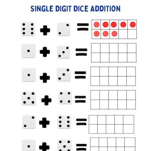 20 feuilles d&#39;exercices imprimables sur les additions Domino | Mathématiques 1re année et maternelle | Nombre Phrases Activité