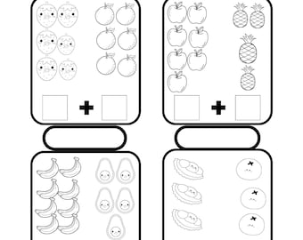 20 Printable Kindergarten Addition Worksheets, Picture Addition and Subtraction , Printable for Kindergarten, Preschool Homeschool