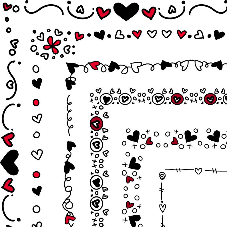 Skinny Valentine Clipart Borders - Valentines Day Clip Art, Doodle ...