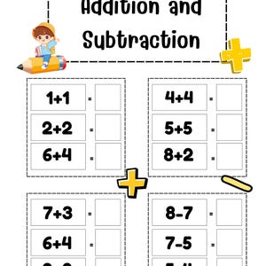 Addition and Subtraction Facts Worksheets Printable for Kids ...