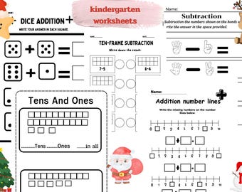 50 Kindergarten Mathe Arbeitsblätter zum einfachen Addieren und Subtrahieren