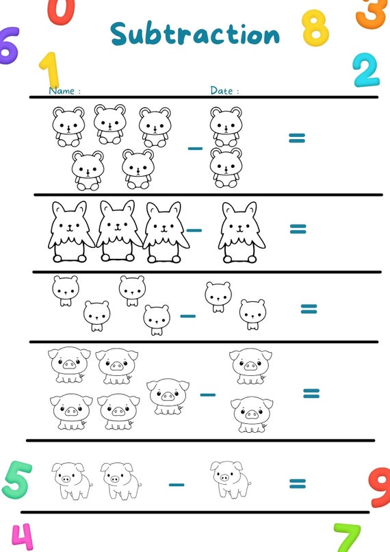 20 picture addition u0026 subtraction worksheets: preschool homeschool  (printable)