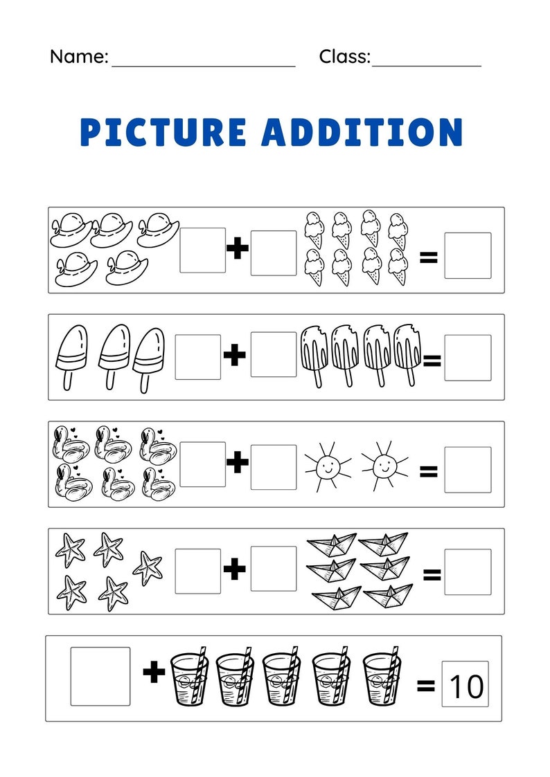 20 Printable Kindergarten Addition Worksheets, Picture Addition and ...