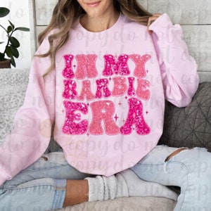 In My DOLL Era FAUX GLITTER crew neck sweatshirt