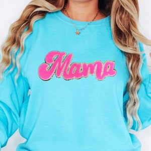 Mama Pink Chenille Patch Crewneck Sweatshirt