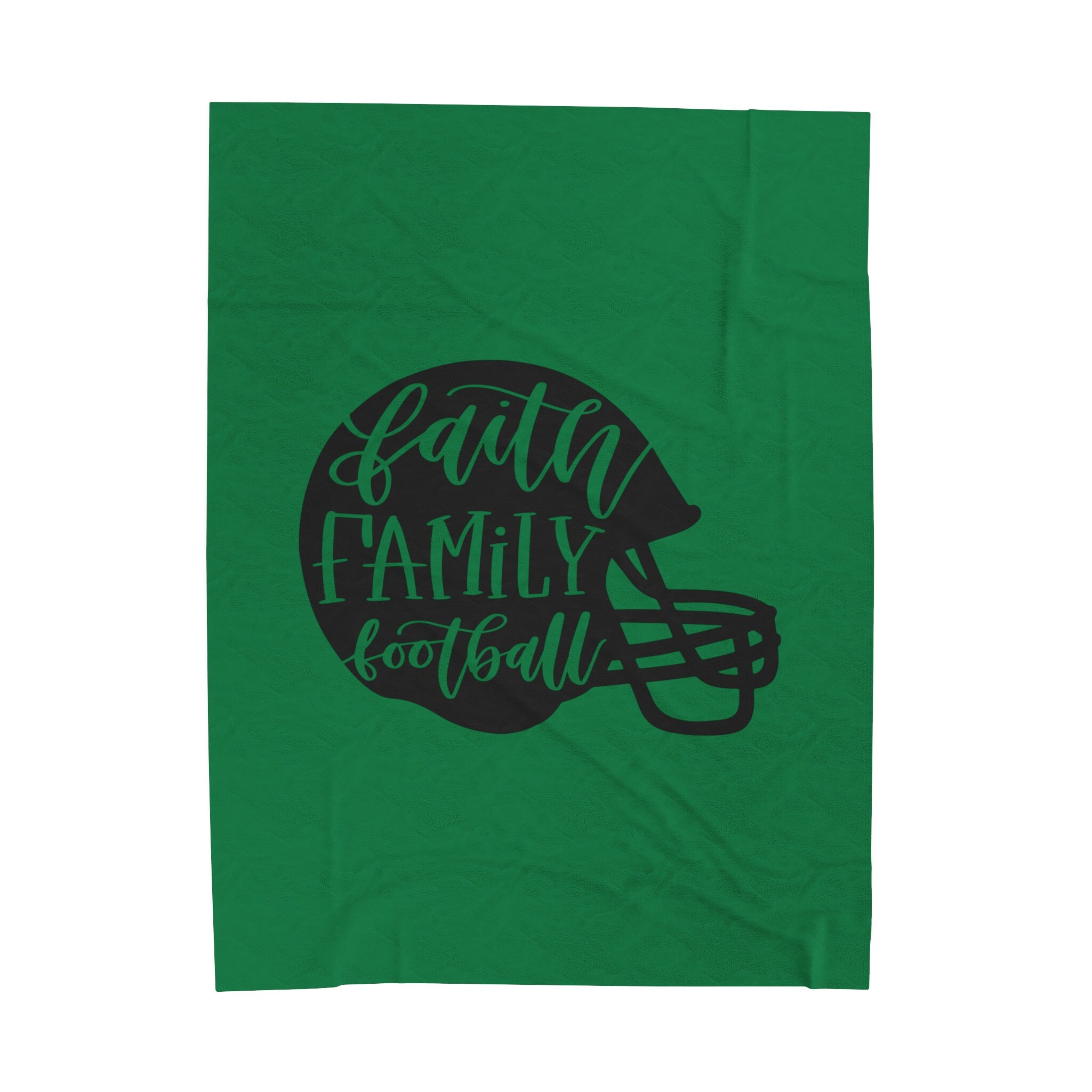 Dark Green Plush Blanket Faith Family Football printed Portrait Etsy