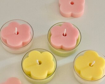 Flower tea light candle( set of 4)/ tea light/soy wax candle/tea light candle/cute candle