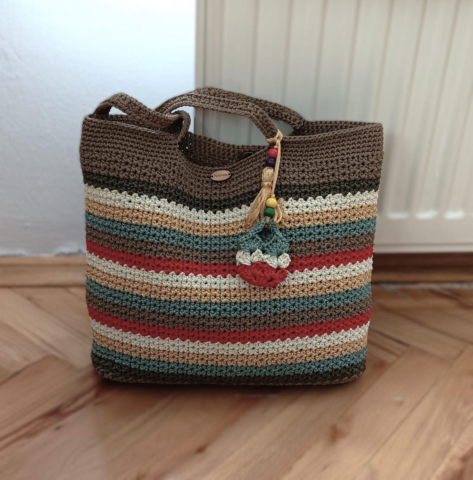 Striped Crochet Tote Bag - Colorful Boho Shoulder Bag, Handmade - Etsy