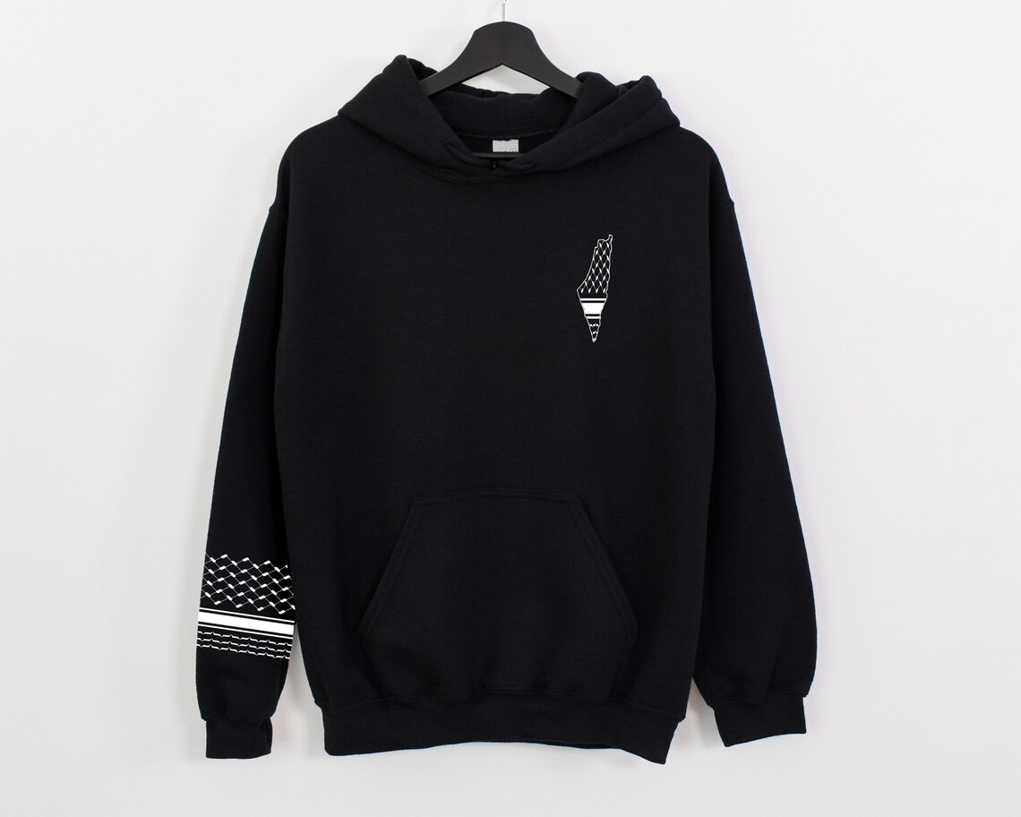 Sweat à Capuche Messy Bun Avec Keffiyeh Palestinien - Femme | 80% Coton