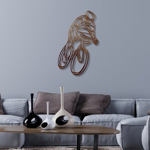 Minimalistic Cyclist Sculpture , Wall Art , Cycling Enthusiasts , Home decoration , Gift for cyclist , Wall Modern Decor , Wall decor
