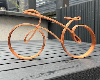 Minimalistische éénregelige fietssculptuur: 3D-geprint PLA-decor