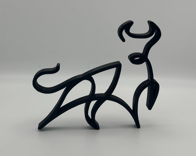 Taurus Zodiac Sculpture: Minimalist One Line Art, 3D Printed Decor
