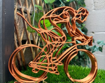 Abstracte wielrennersculptuur: 3D-geprint PLA-tafeldecor