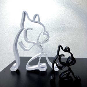Escultura minimalista de buldogue francês, presente perfeito para amantes de animais, Frenchie impresso em 3D, estátua fofa de Frenchie, arte de Frenchie