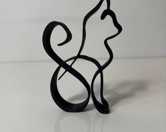 Chat au design minimaliste, Sculpture de chat, Amoureux des chatons, Support pour décoration d'intérieur, Dessin en un trait, Art sur cadre minimaliste, Amoureux des chats, Décoration d'intérieur