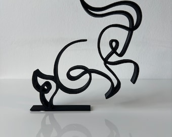 Signe du zodiaque Capricorne, sculpture sur une ligne, sculpture d'art minimaliste, cadeau imprimé en 3D, décoration de bureau à domicile, décoration d'étagère, décoration auto-assise