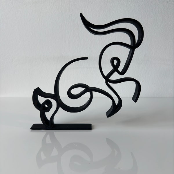 Capricorn Zodiac Sign, One Line sculpture, Minimalist Art Sculpture, 3D printed gift, Home Office Decor, Shelf Decor, Self Sitting Decor