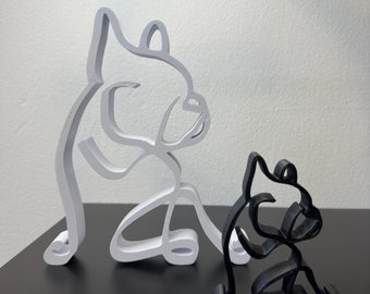 Sculpture minimaliste de bouledogue français, cadeau parfait pour les amoureux des animaux, Frenchie imprimé en 3D, jolie statue de Frenchie, art Frenchie