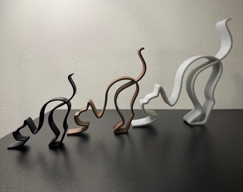 Minimalist Cat Sculpture: One Line Art, 3D Printed PLA Decor