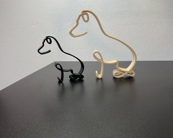 Minimalist Dog Sculpture , Wire Framed Style , 3D Printed Sculpture , Statuette , Figurine , One Line Art , Dog Lovers Gift