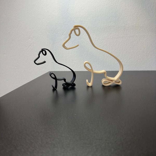 Minimalist Dog Sculpture , Wire Framed Style , 3D Printed Sculpture , Statuette , Figurine , One Line Art , Dog Lovers Gift