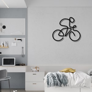 Minimalistic Cyclist Wall Art, Minimalistic Bicycle Sculpture , Home decor , Home decoration , Gift for cyclist , Modern Decor