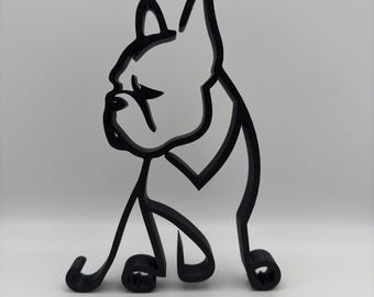 Minimalist French Bulldog Sculpture: 3D Printed Frenchie Art