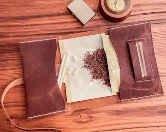 Personalized Leather Tobacco Pouch, Custom Handmade Tobacco Pouch, Leather Tobacco Holder, Rolling Tobacco Pouch, Leather Tobacco Bag