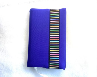 Blue Book cover, Fabric Book Cover, Adjustable Book Protector, Padded Cover, Fabric Book Jacket, Book Lover Gift,