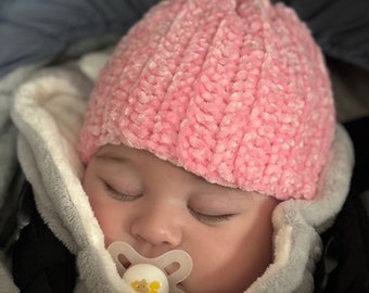 Baby Hat Crochet Beanie - Pink