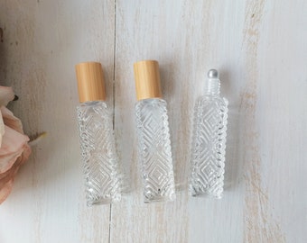 10 ml quadratische Rollerball-Flasche aus transparentem Glas aus Edelstahl, geeignet für Parfüm, Aromatherapie und ätherische Ölflüssigkeiten