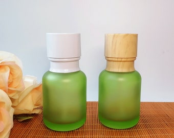 50 ml di vetro smerigliato verde creme lozioni bottiglie pompa fiala dispenser cosmetici vasetti trucco emulsione liquidi contenitore di stoccaggio bottiglia da viaggio